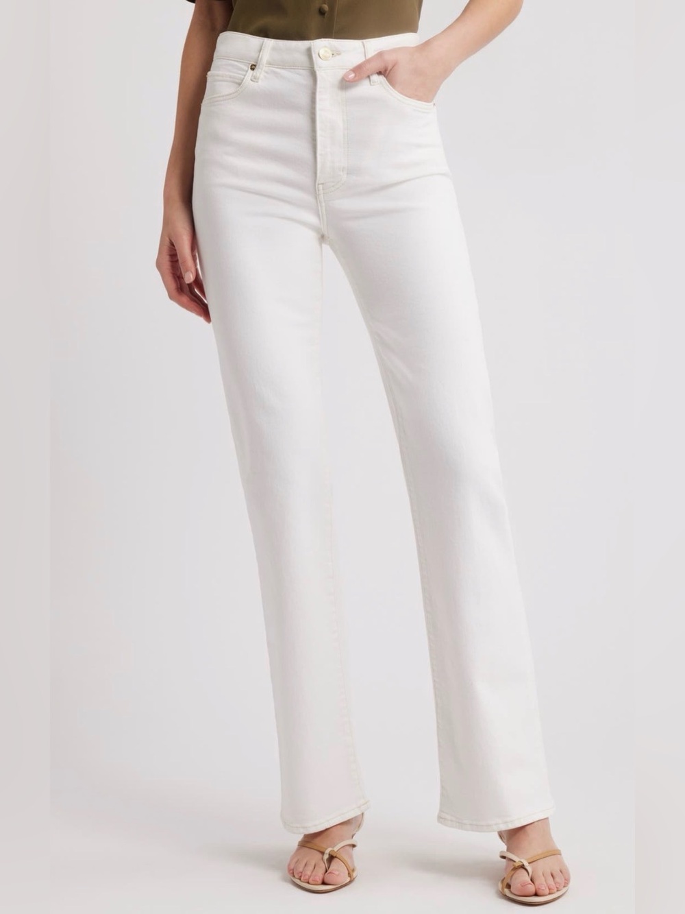Frame The arrow high waist bootcut Denim White High-Rise Straight-Leg Jeans